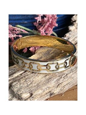 Halcyon Days Chain Cream & Gold Hinged Bangle